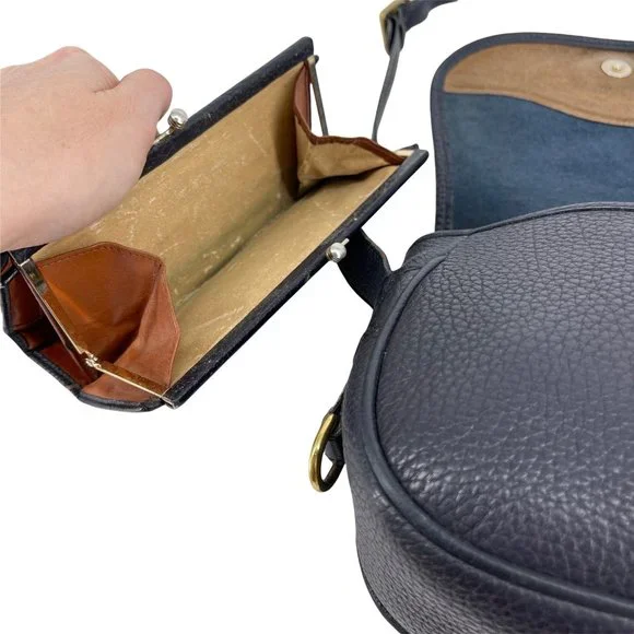 Dooney & Bourke Vintage Saddle Crossbody Blue Green Purse + Kisslock Wallet - Picture 12 of 15